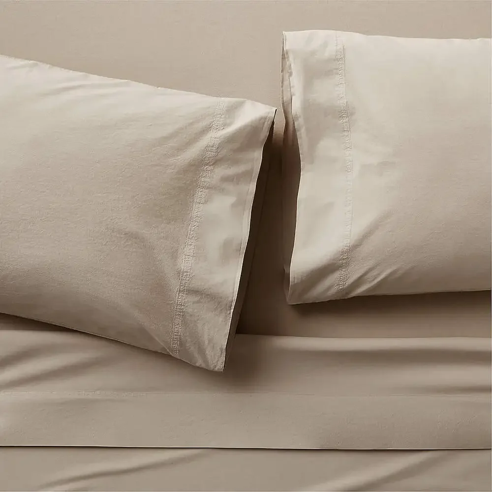 Crate&Barrel Full Sheet Set – Washed Organic Cotton – Sand Beige – NWT